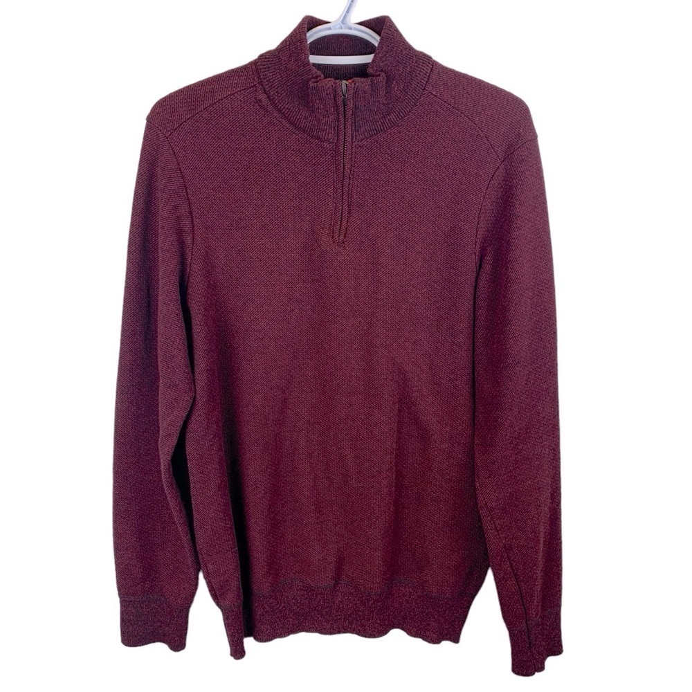 Robert Graham sz M Burgundy Red Quarter 1/4 Zip Pullover Men’s Sweater